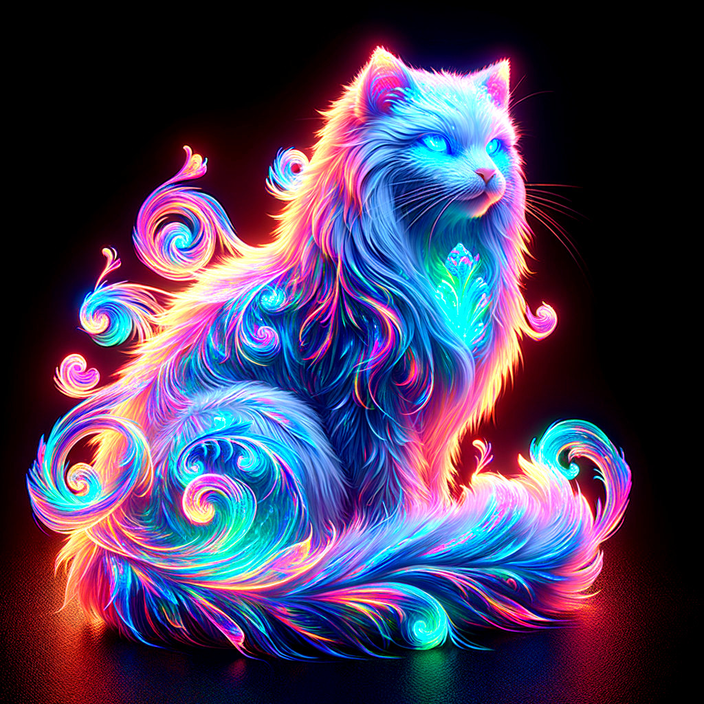 Majestic cat with vibrant, swirling fur patterns