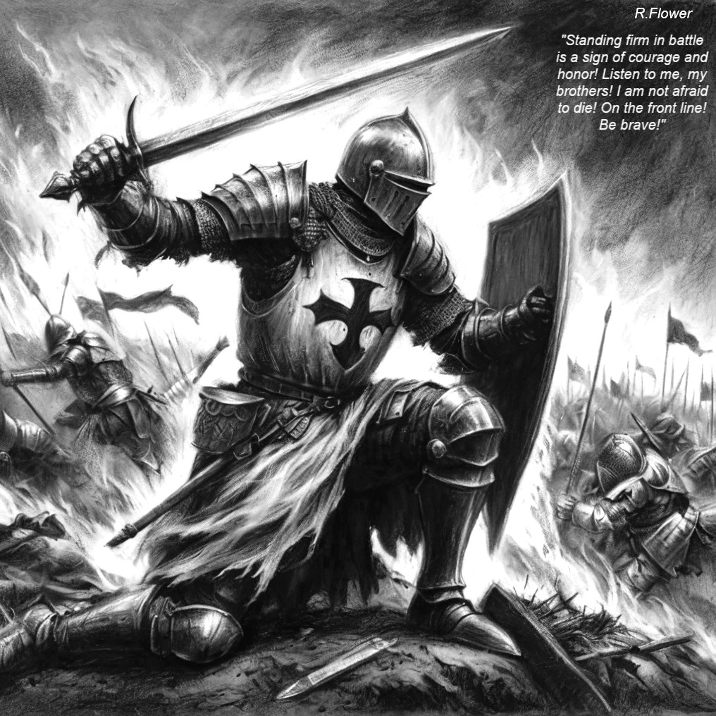 Knight in Armor on Battlefield with Defeated Adversaries