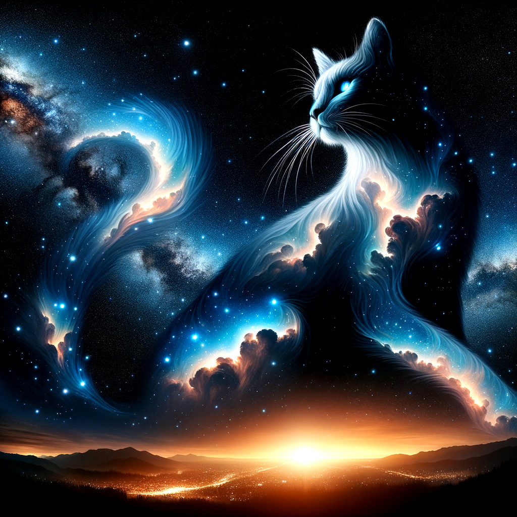 Cosmic Cat with Galaxies and Vibrant Colors