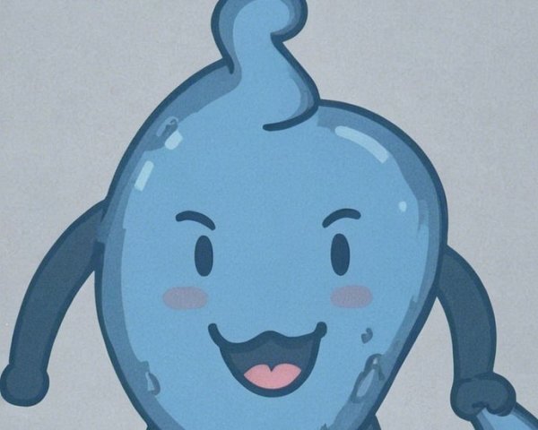 Cartoonish Blue Character with Digital Clock Display