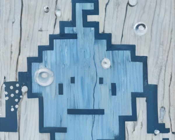 Digital Lock Screen with Wood Texture and Pixel Art