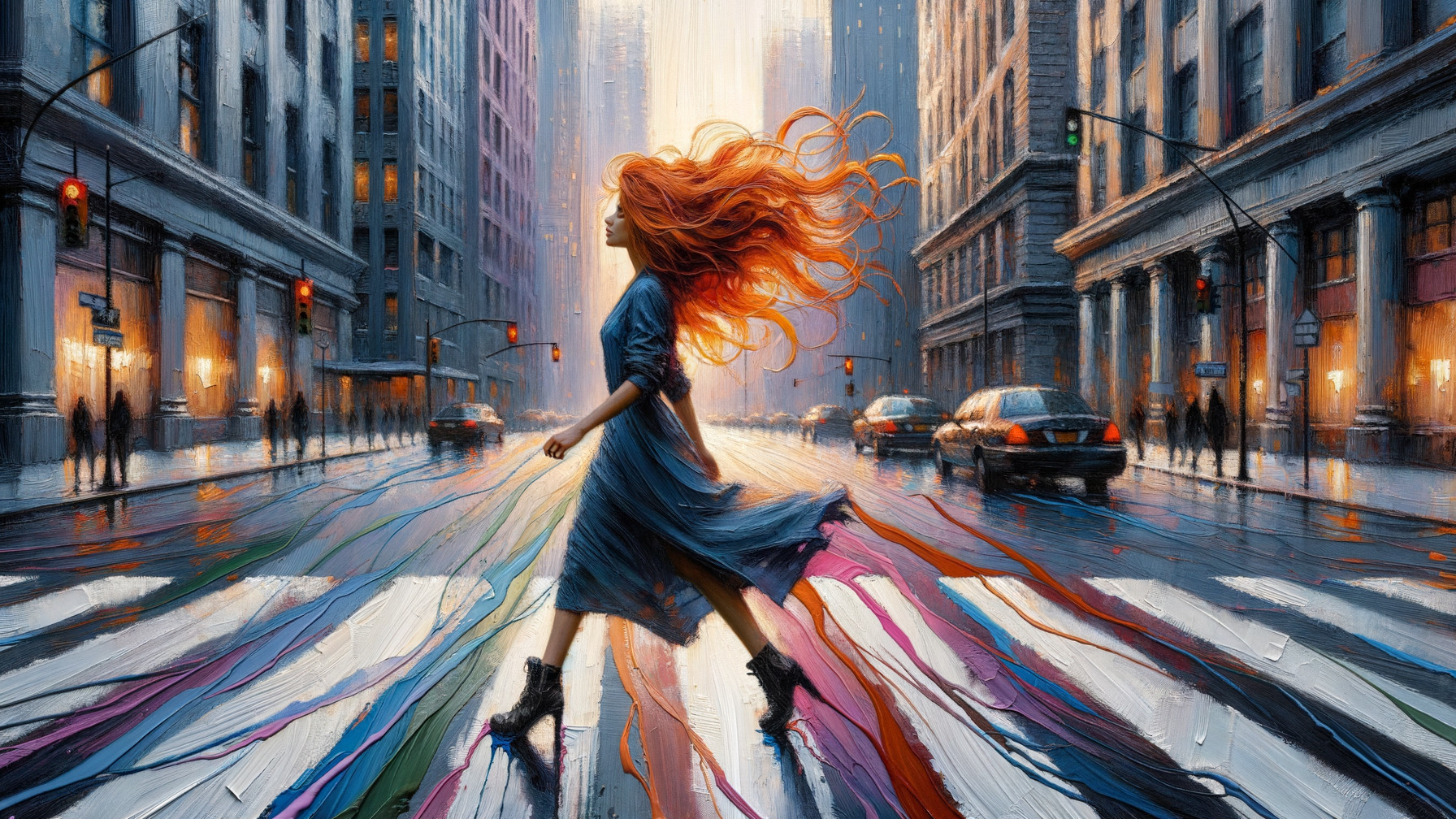 Expressionistic Oil Painting of a Red-Haired Woman