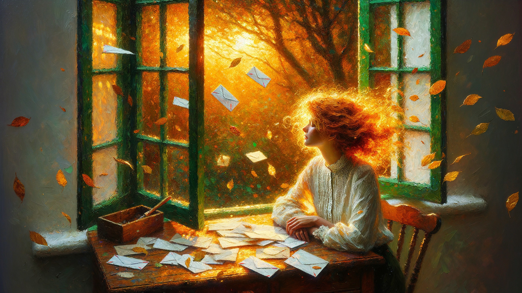 Young Woman by Window with Sunlight and Nostalgic Atmosphere
