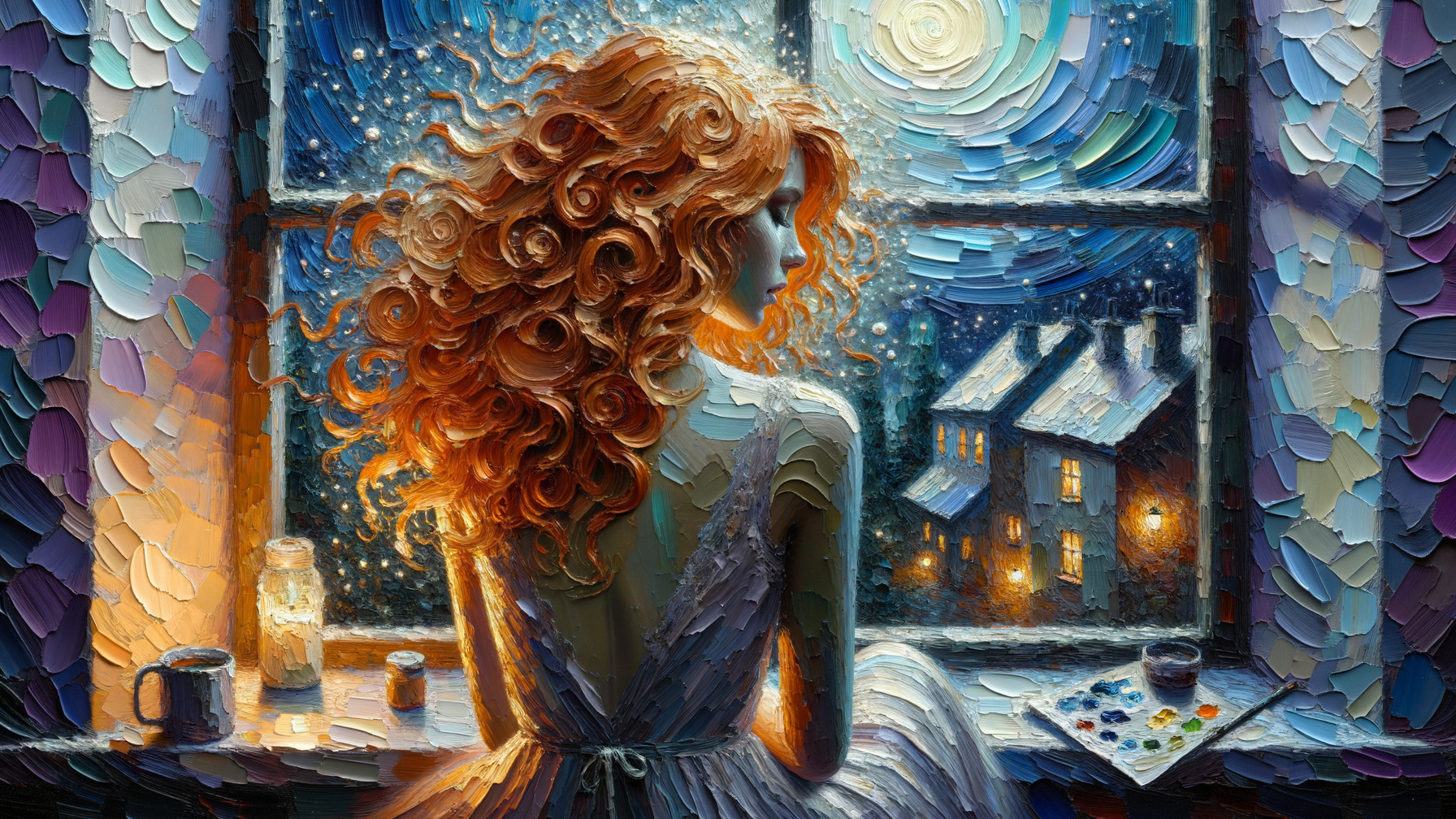 Gazing at a Starry Night Through Colorful Glass