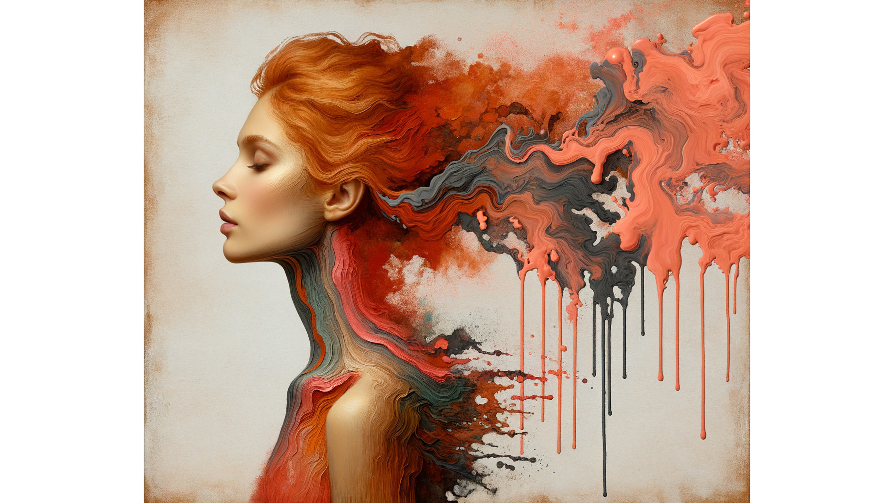 Abstract Expressionist Portrait of a Woman with Red Hair