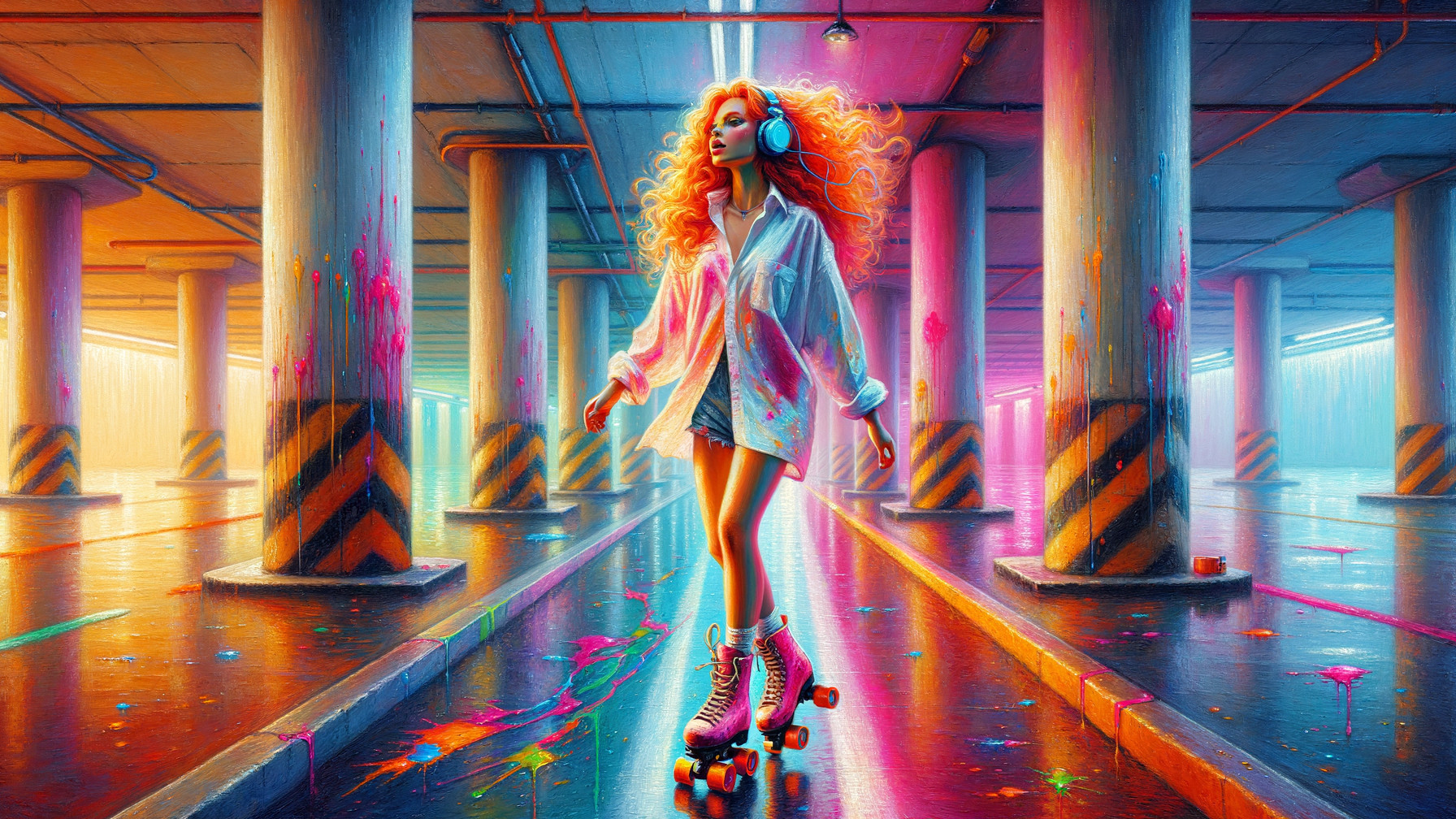 Colorful Urban Skate Space with Vibrant Atmosphere