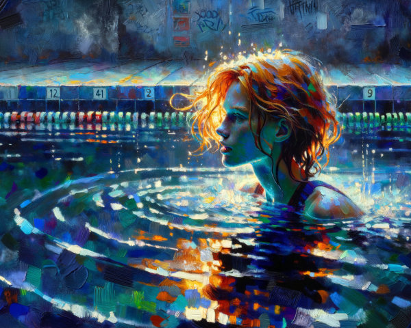 Underwater Portrait of a Woman with Ginger Hair