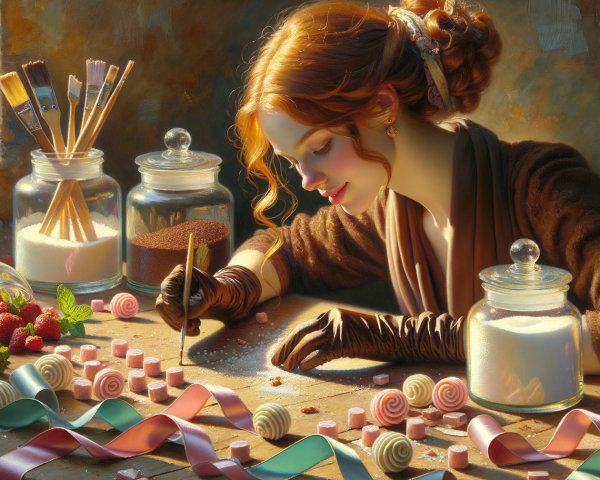 Woman Decorating Pastel Candies in Sunlit Room