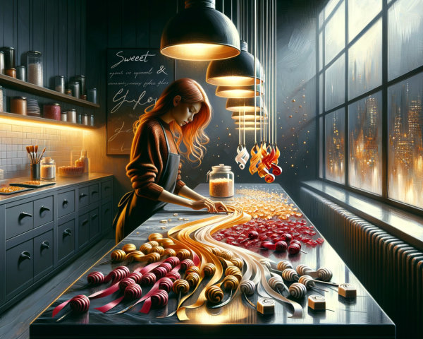 Colorful Candies Arranged in a Cozy Kitchen Scene