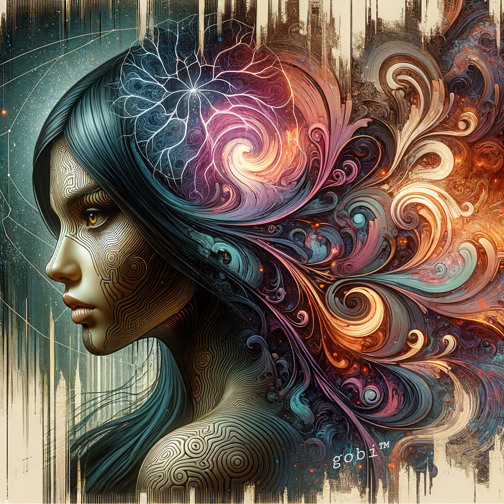 Digital Portrait of a Woman with Colorful Patterns