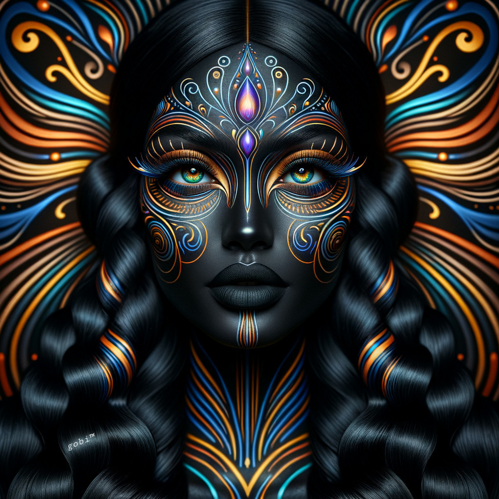 Portrait of a Woman with Intricate Face Paint