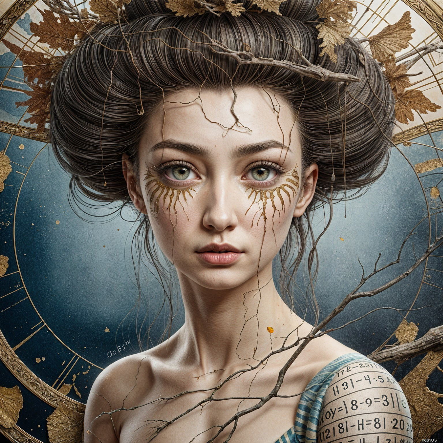 Portrait of a Young Woman with Nature-Inspired Makeup