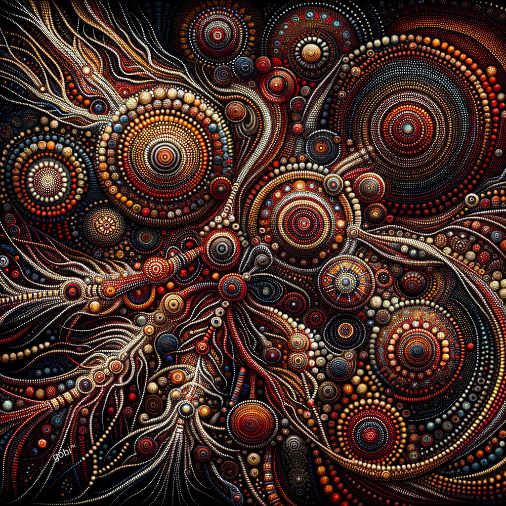 Vibrant Abstract Composition with Circular Patterns