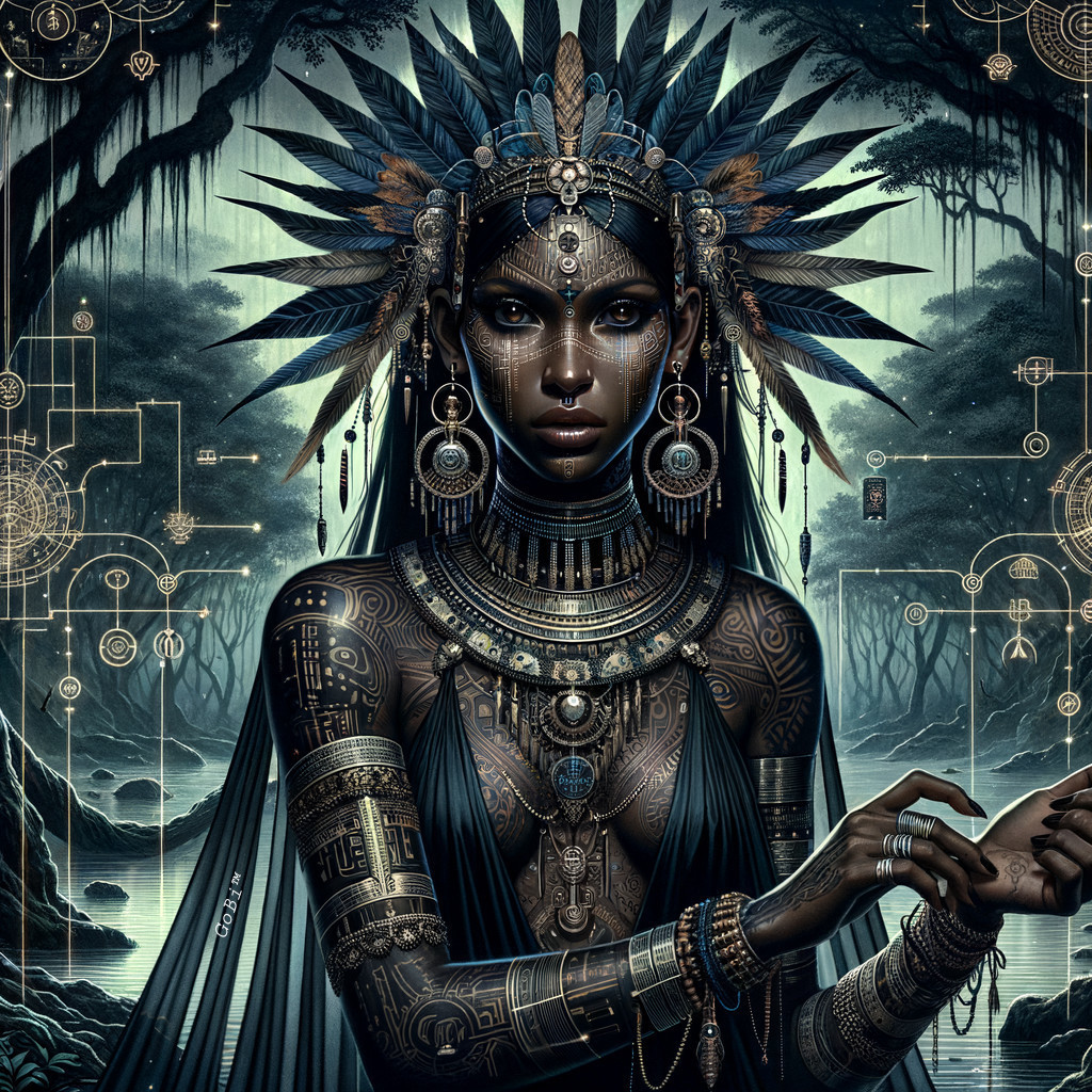 Tribal Jewelry and Body Art in a Mystical Forest