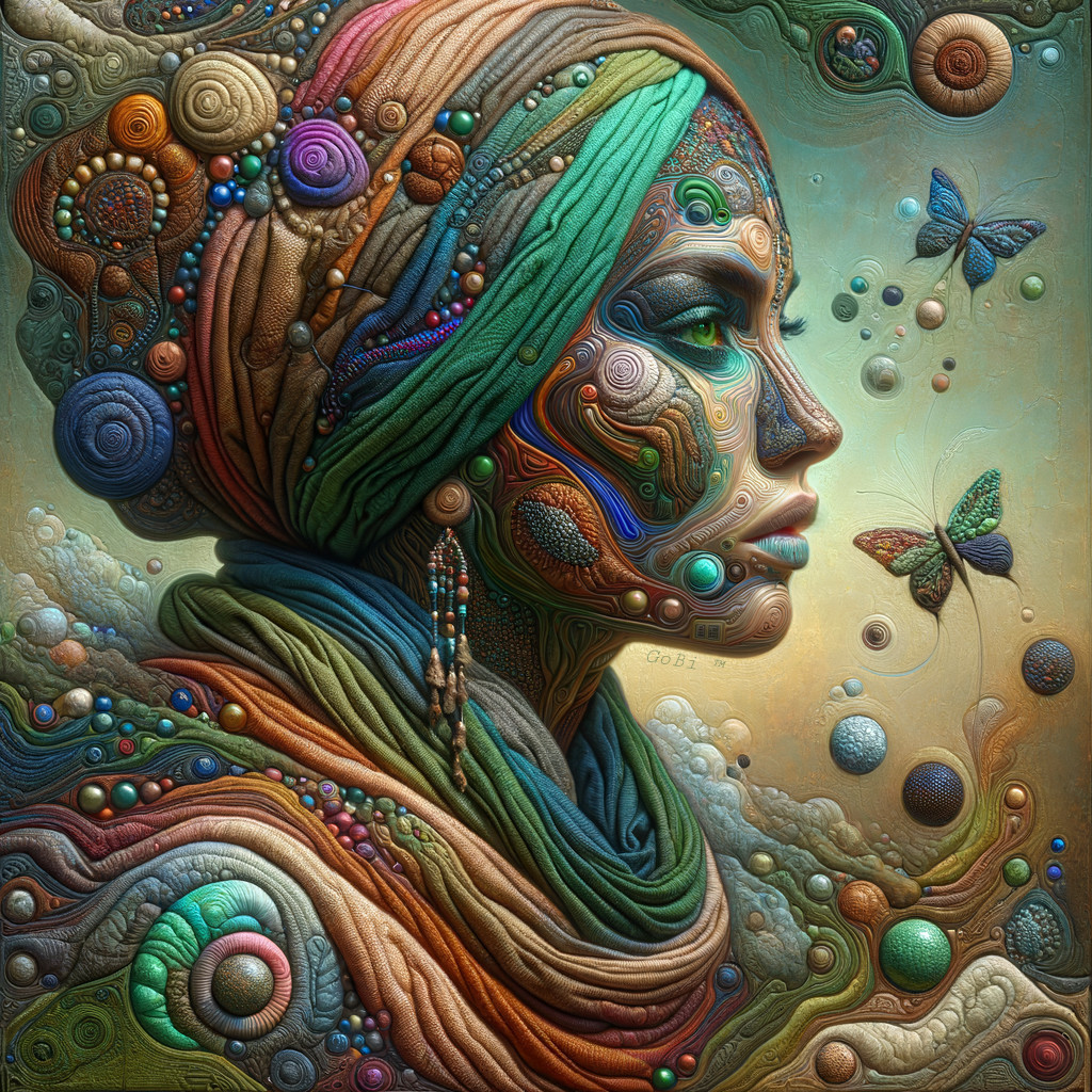 Vibrant Abstract Portrait of a Woman with Patterns
