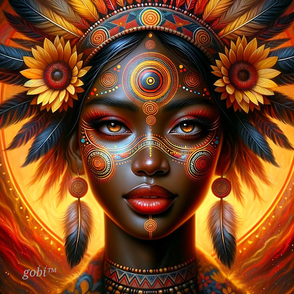 Portrait of a Woman with Tribal Patterns and Colors