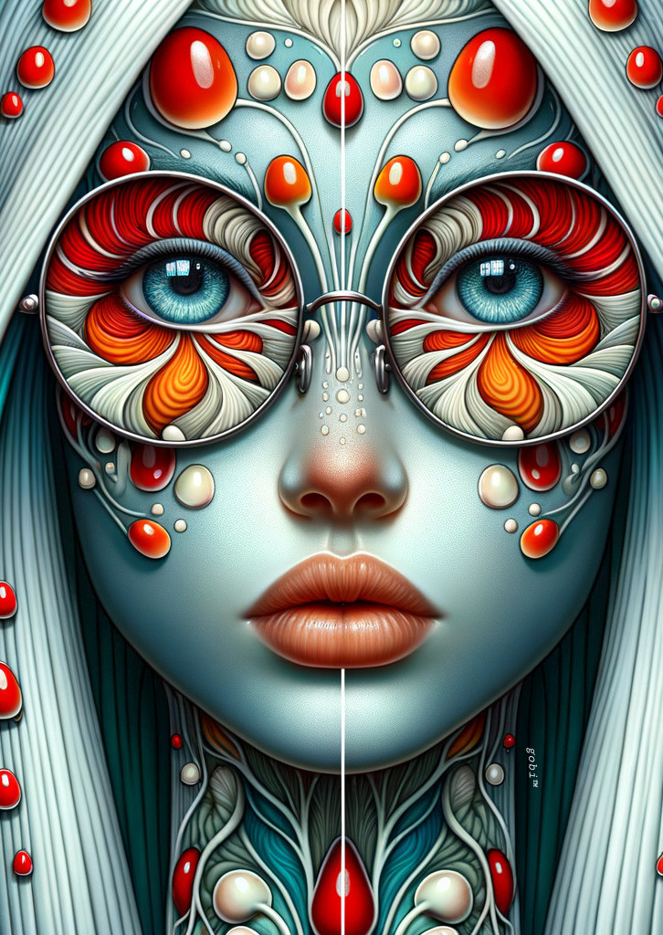 Portrait of a woman with colorful face patterns