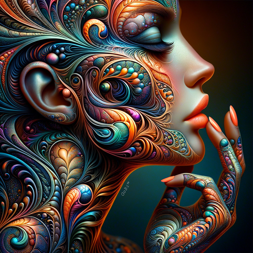 Abstract Portrait of a Woman with Vibrant Patterns