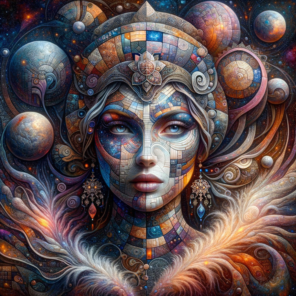 Intricate Cosmic-Themed Portrait of a Woman