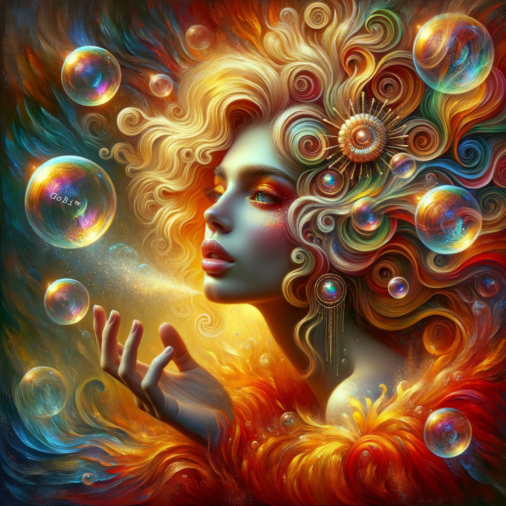 Captivating Woman with Flowing Gold and Orange Hair