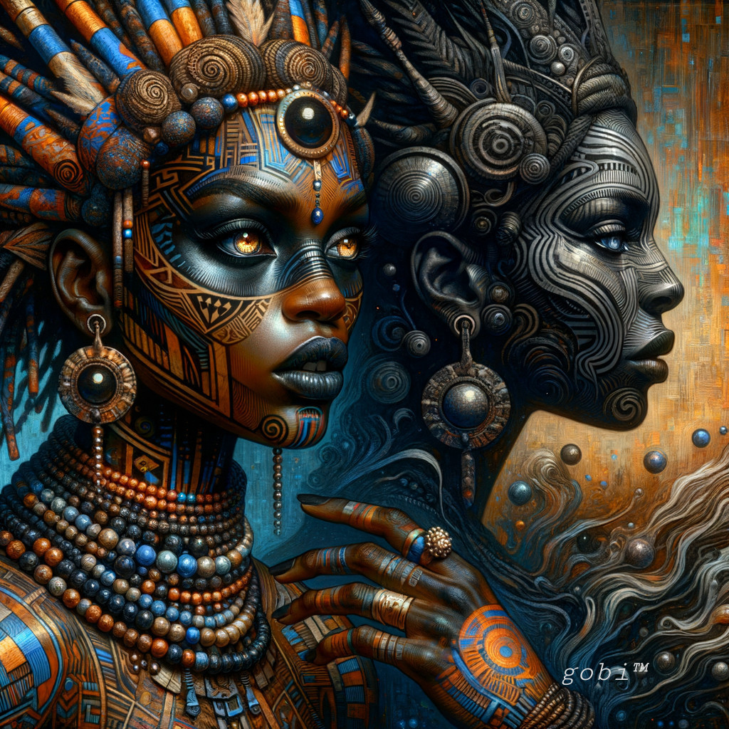 Stylized Female Figures with Intricate Face Paint