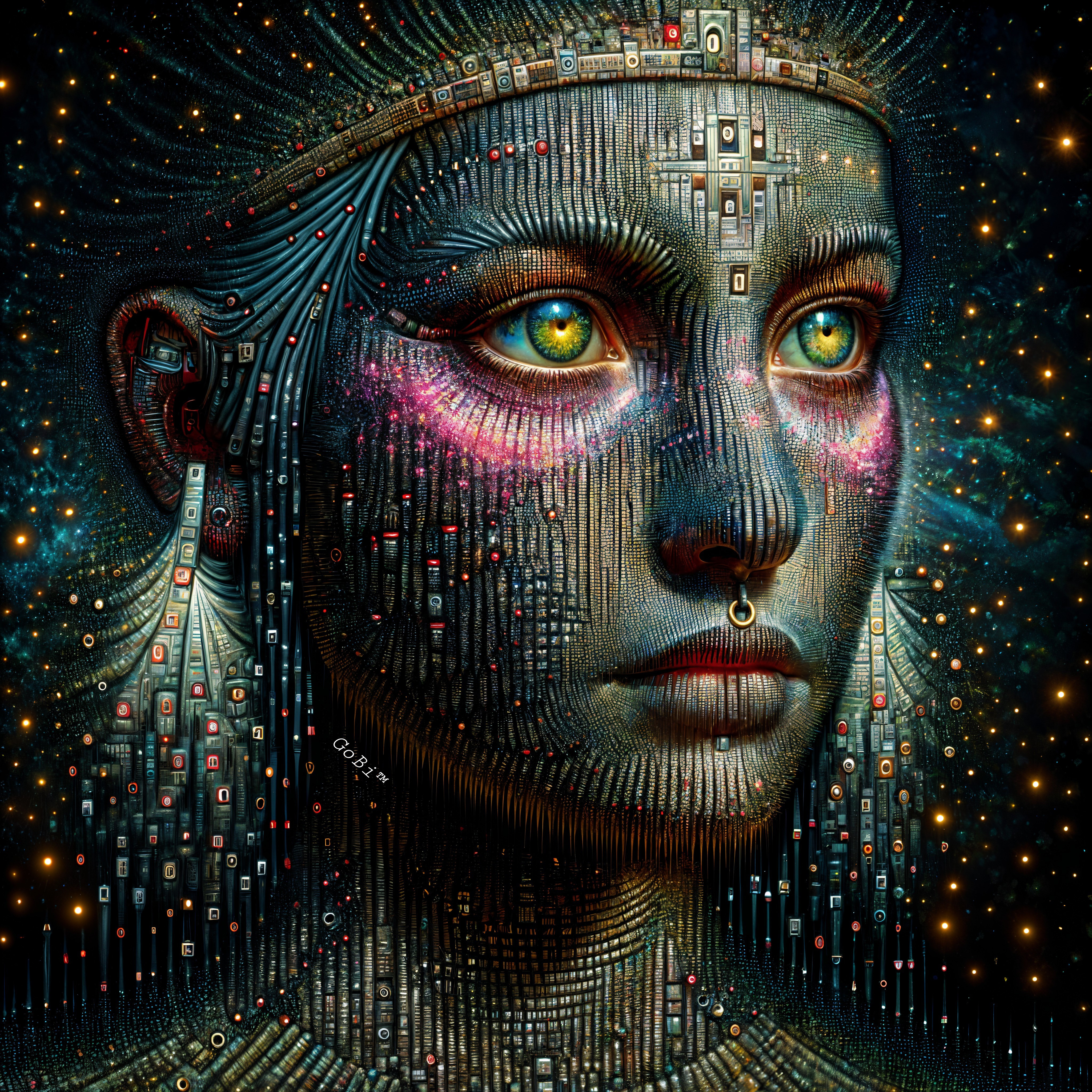 Surreal Portrait of a Woman with Cosmic Elements