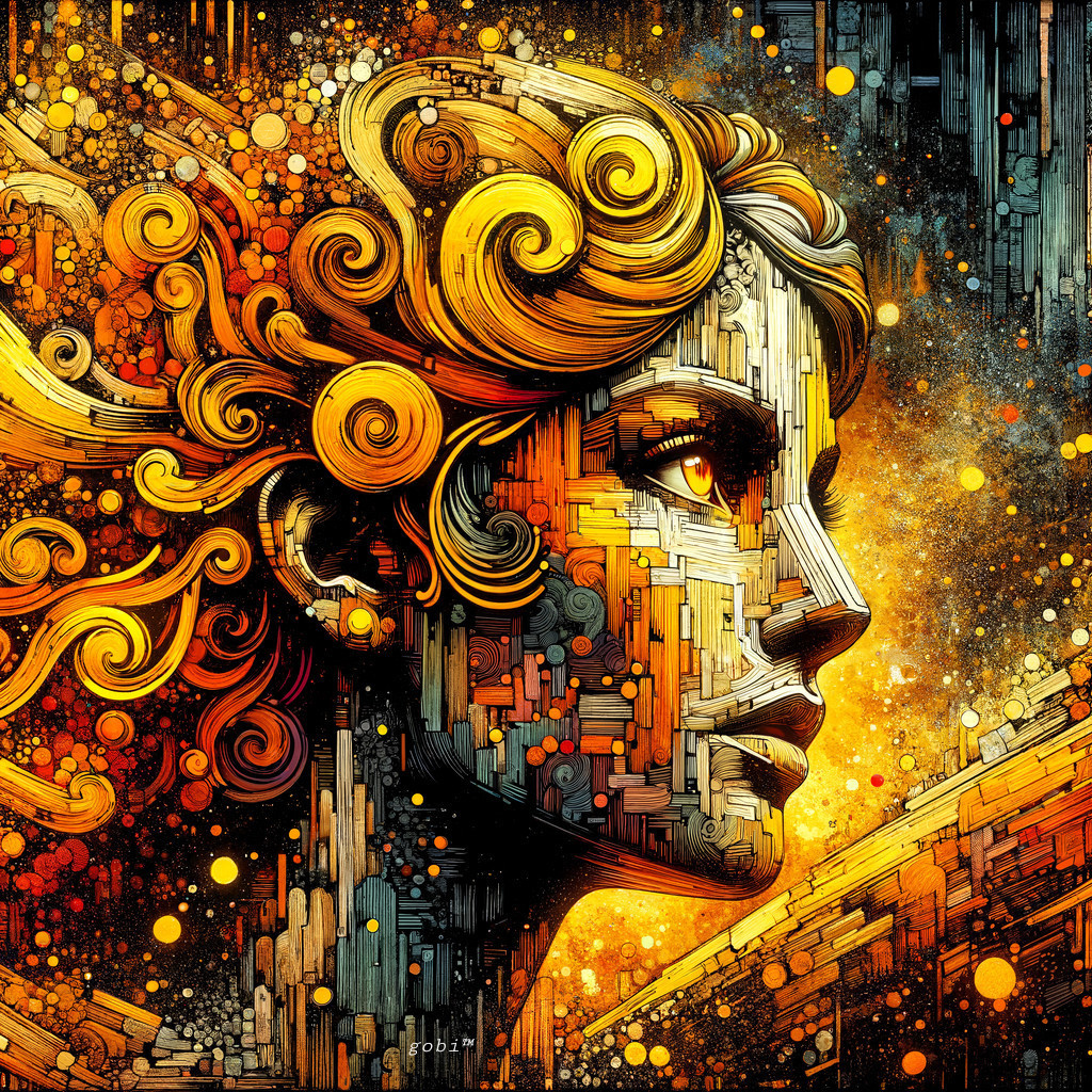 Abstract Portrait of a Woman with Colorful Patterns
