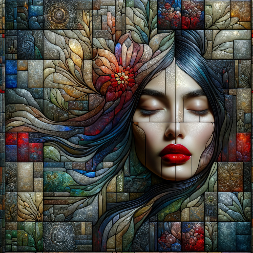 Abstract Woman's Face with Patterns and Colors