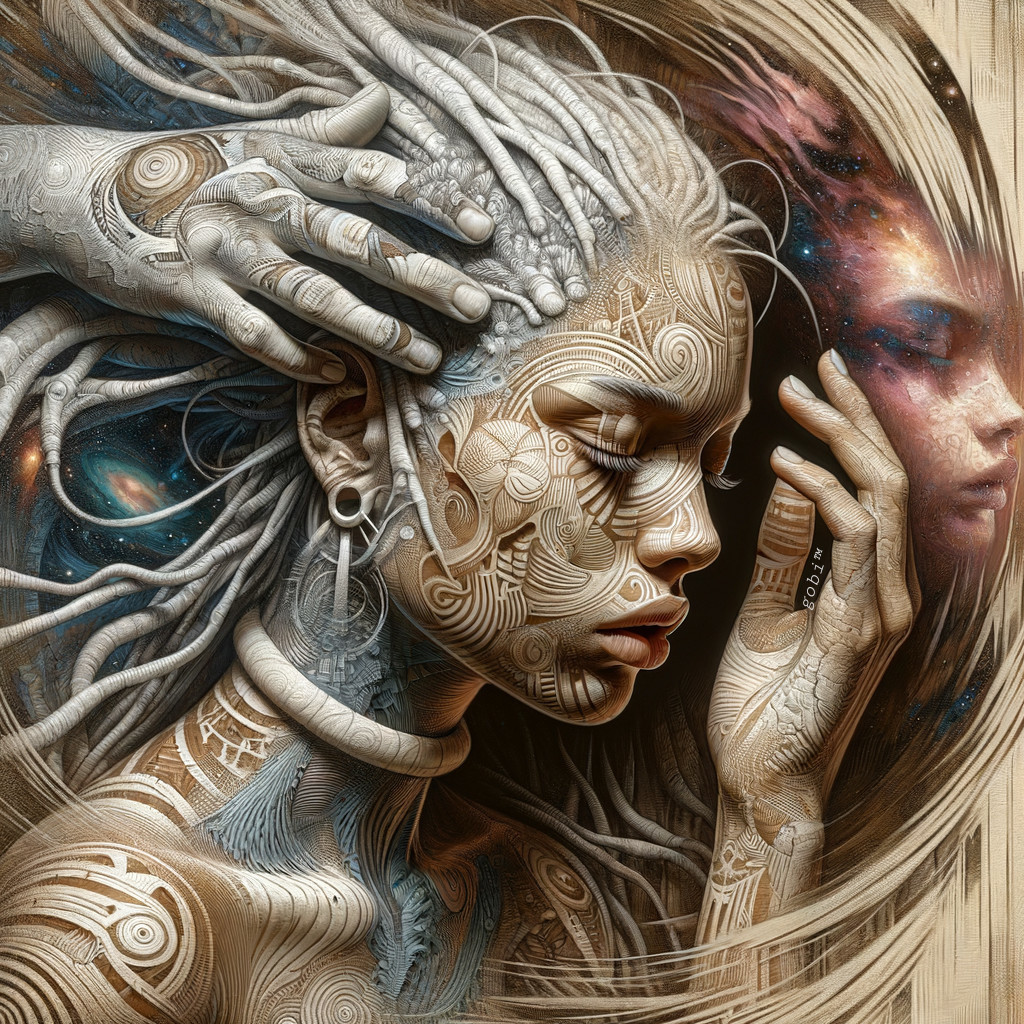 Surreal Portrait of a Woman with Cosmic Elements