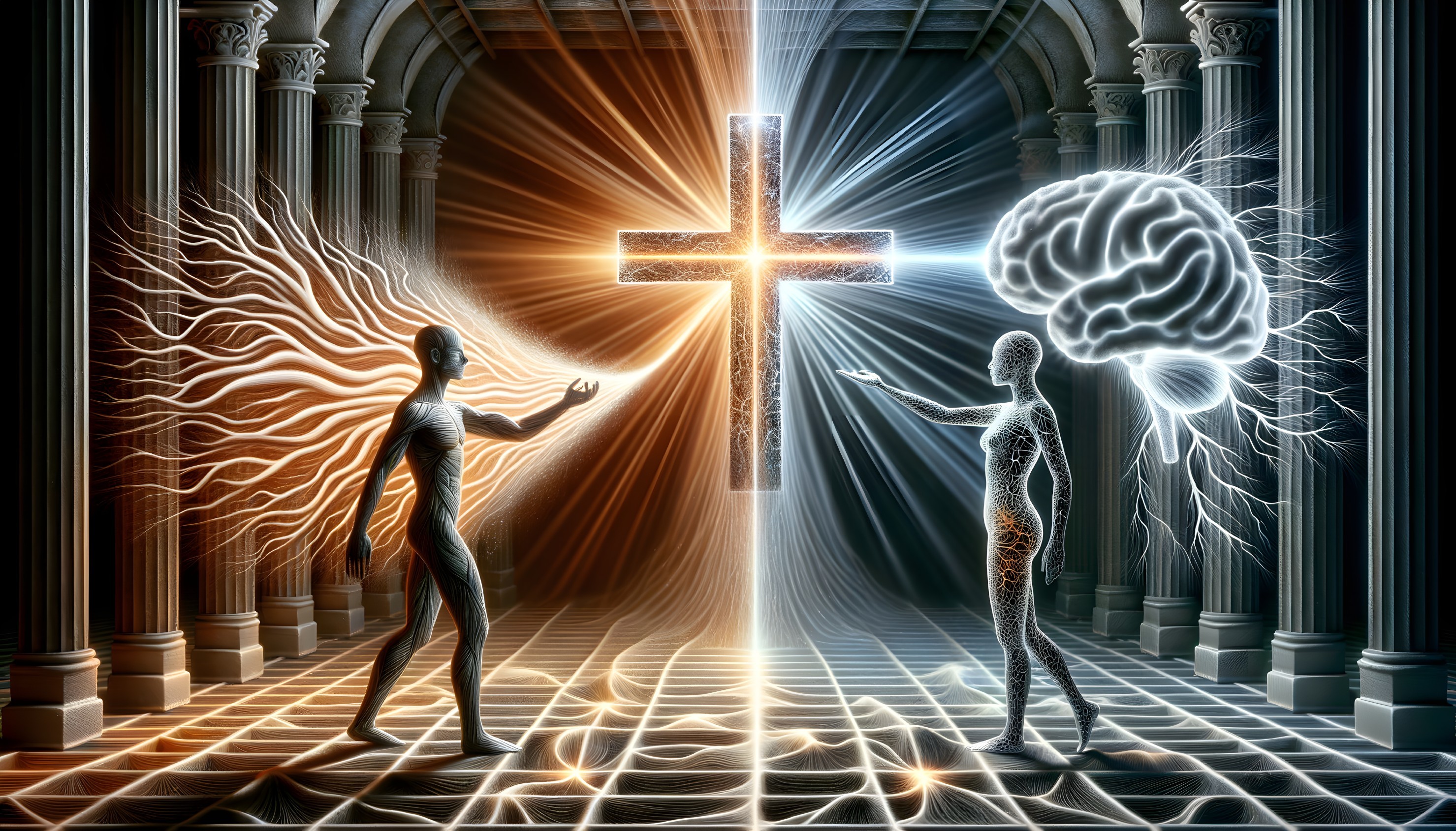Ethereal Figures Representing Spirituality and Intellect