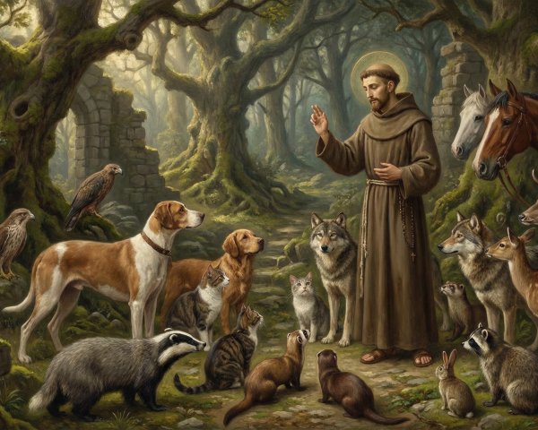 Saint Francis of Assisi in an Enchanted Forest Scene
