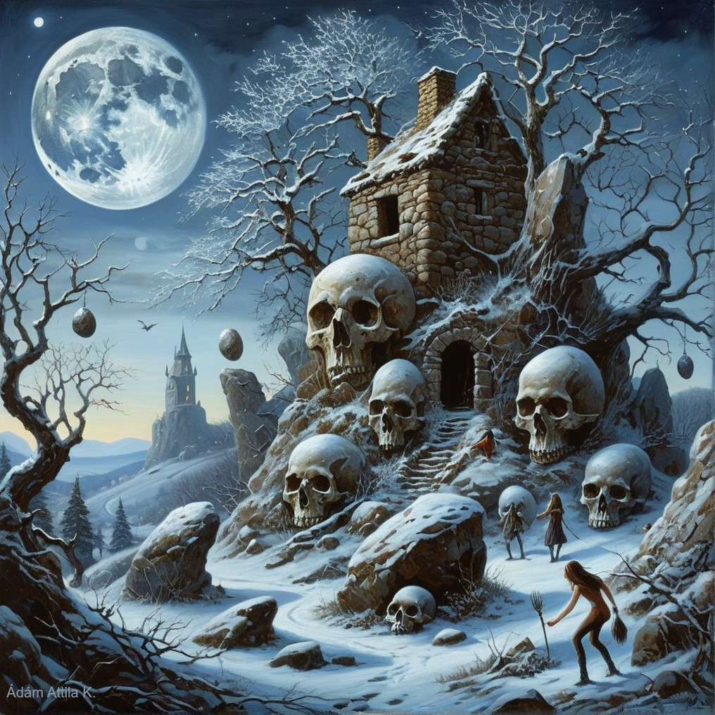 Eerie Winter Landscape with Skull Surroundings