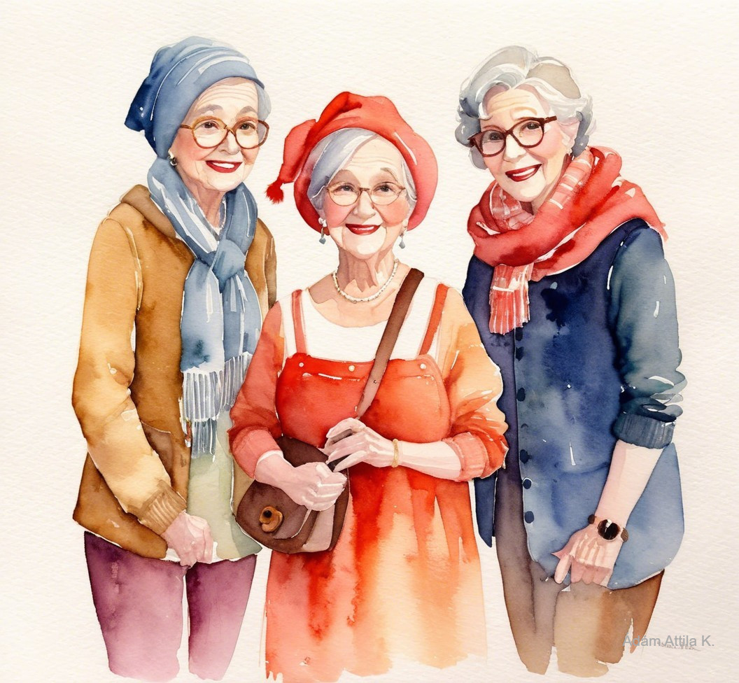 Elderly Women in Colorful Outfits and Warm Smiles