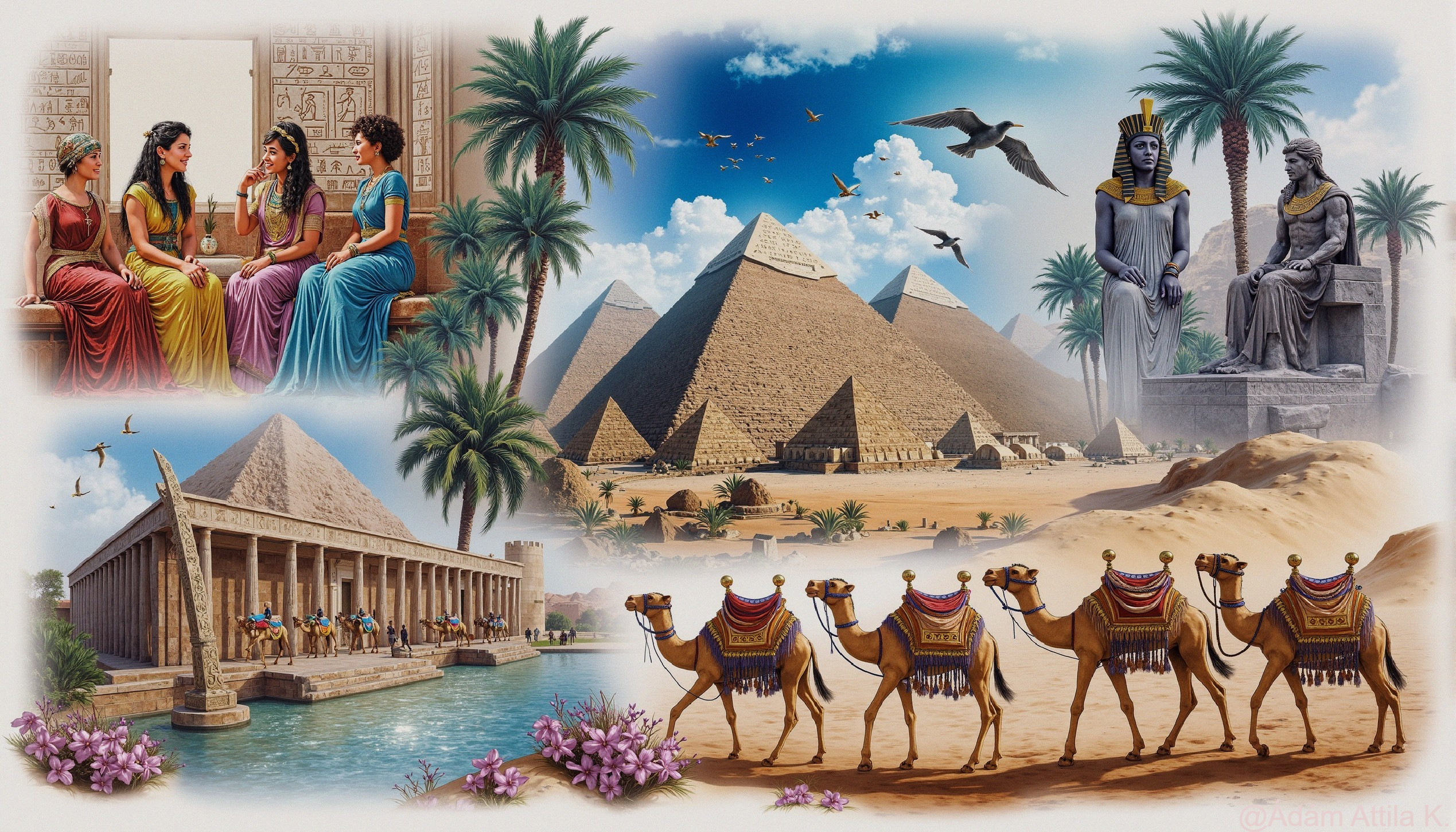 Vibrant Collage of Ancient Egyptian Culture and Landscape