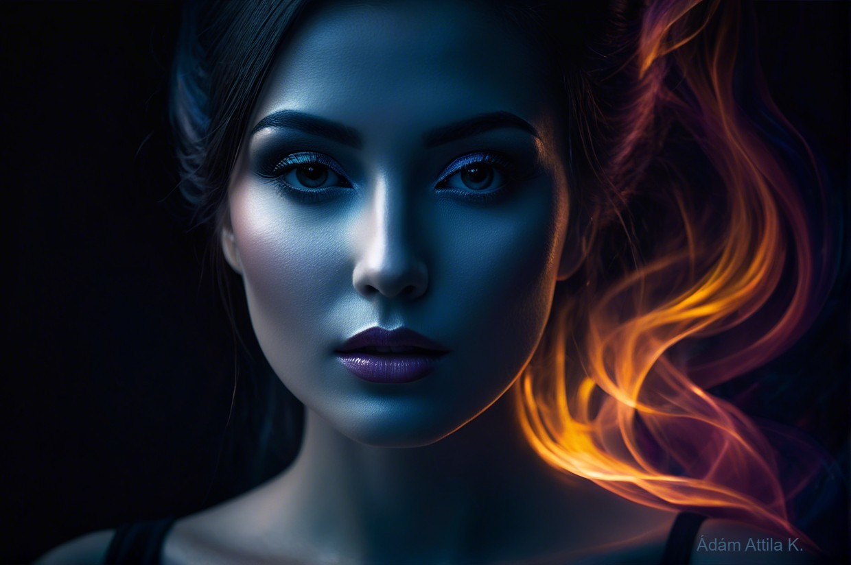 Portrait of a Woman with Dramatic Lighting and Glow