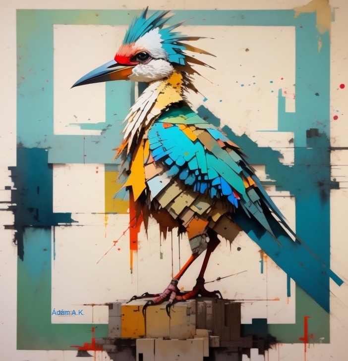 Vibrant Bird in Abstract Geometric Colorful Background