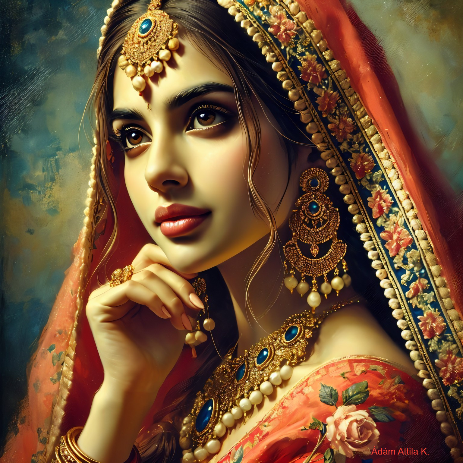 Portrait of a Young Woman in Traditional Attire