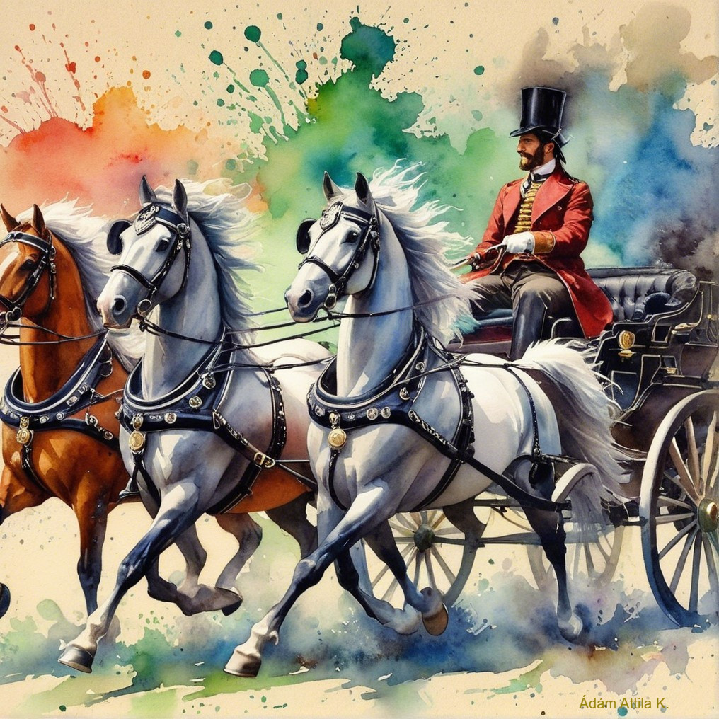 Gentleman in Top Hat Driving Horse-Drawn Carriage