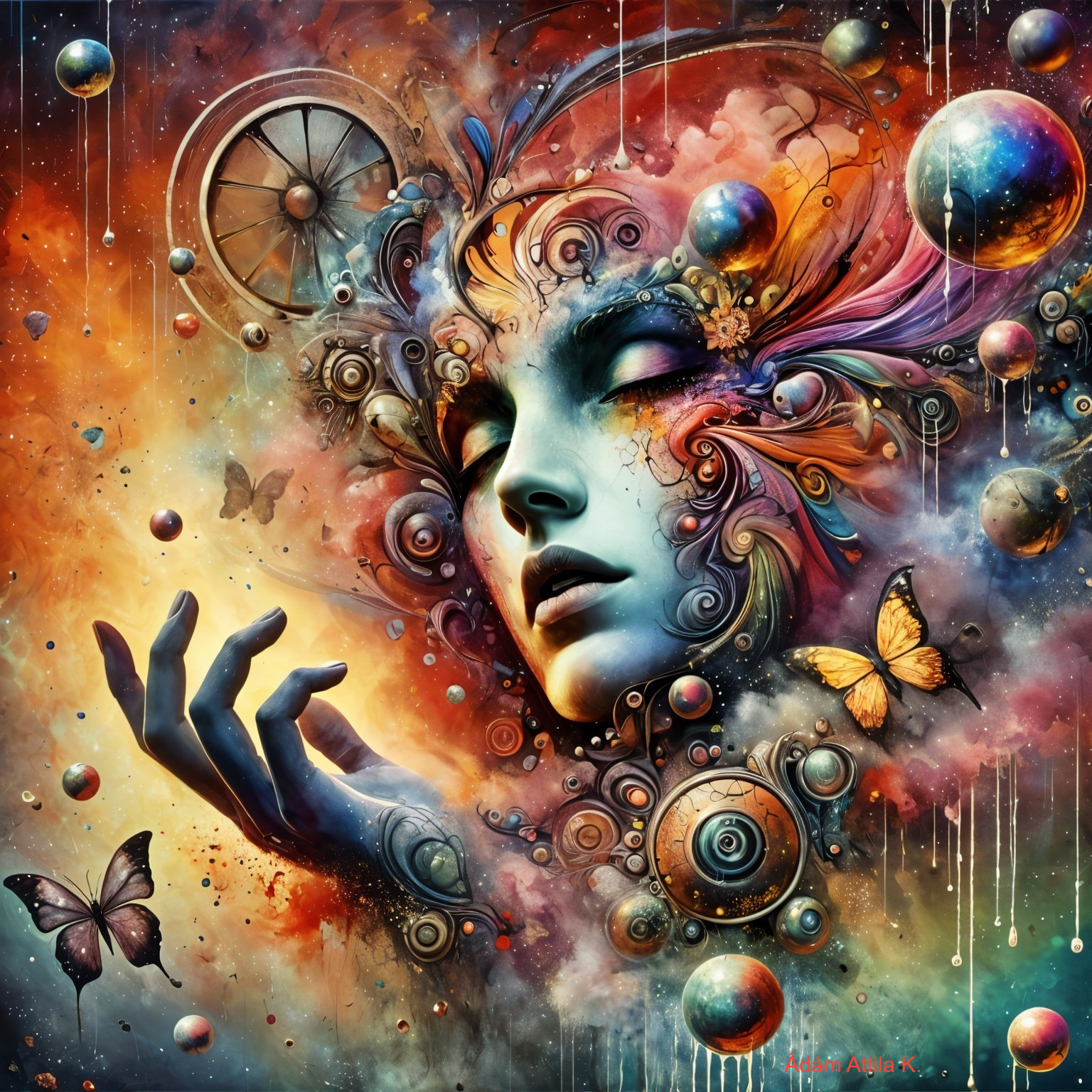 Surreal Portrait of a Woman with Cosmic Elements