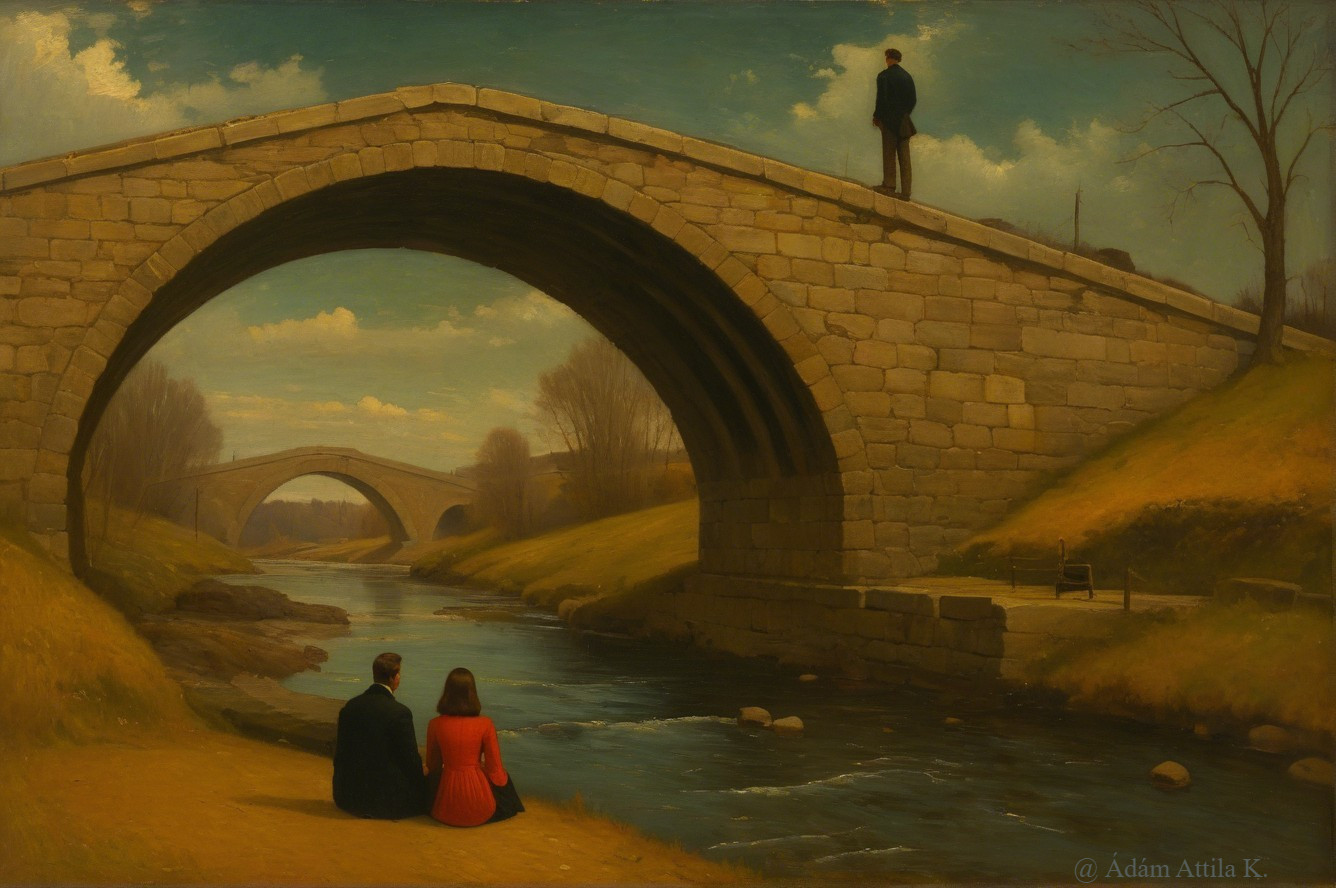 Serene Landscape with Stone Bridges and Gentle Stream