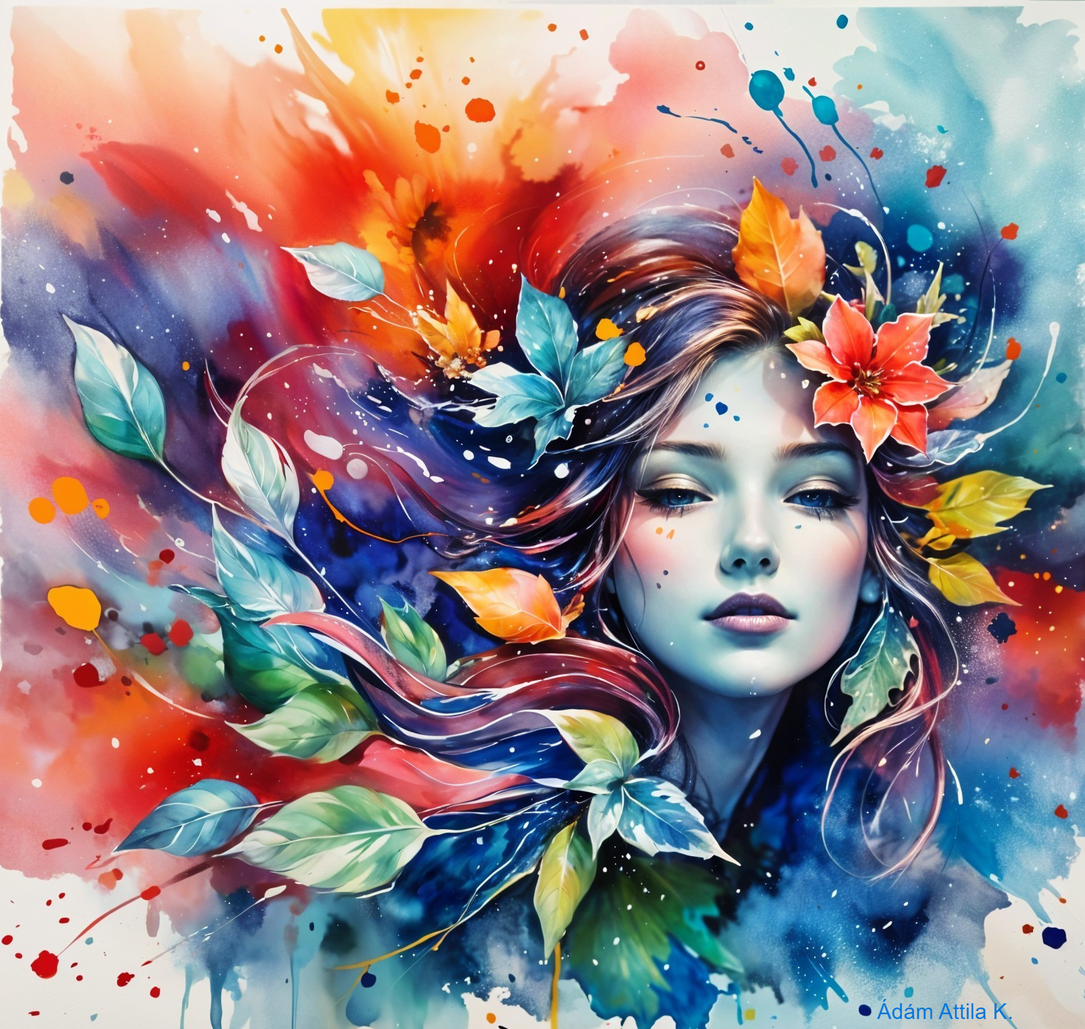 Ethereal Portrait of Woman Surrounded by Colors