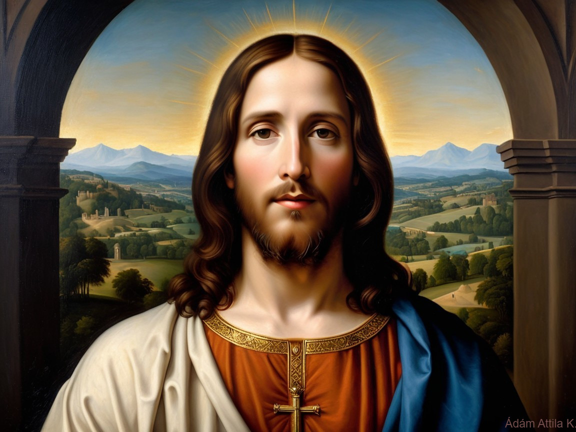 Radiant Portrait of a Serene Man in Lush Landscape