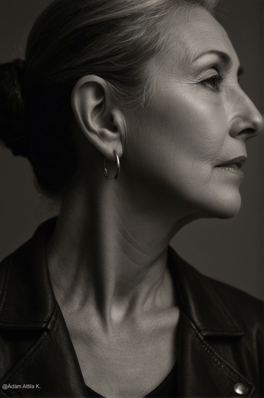 Elegant Side-Profile Portrait of an Older Woman