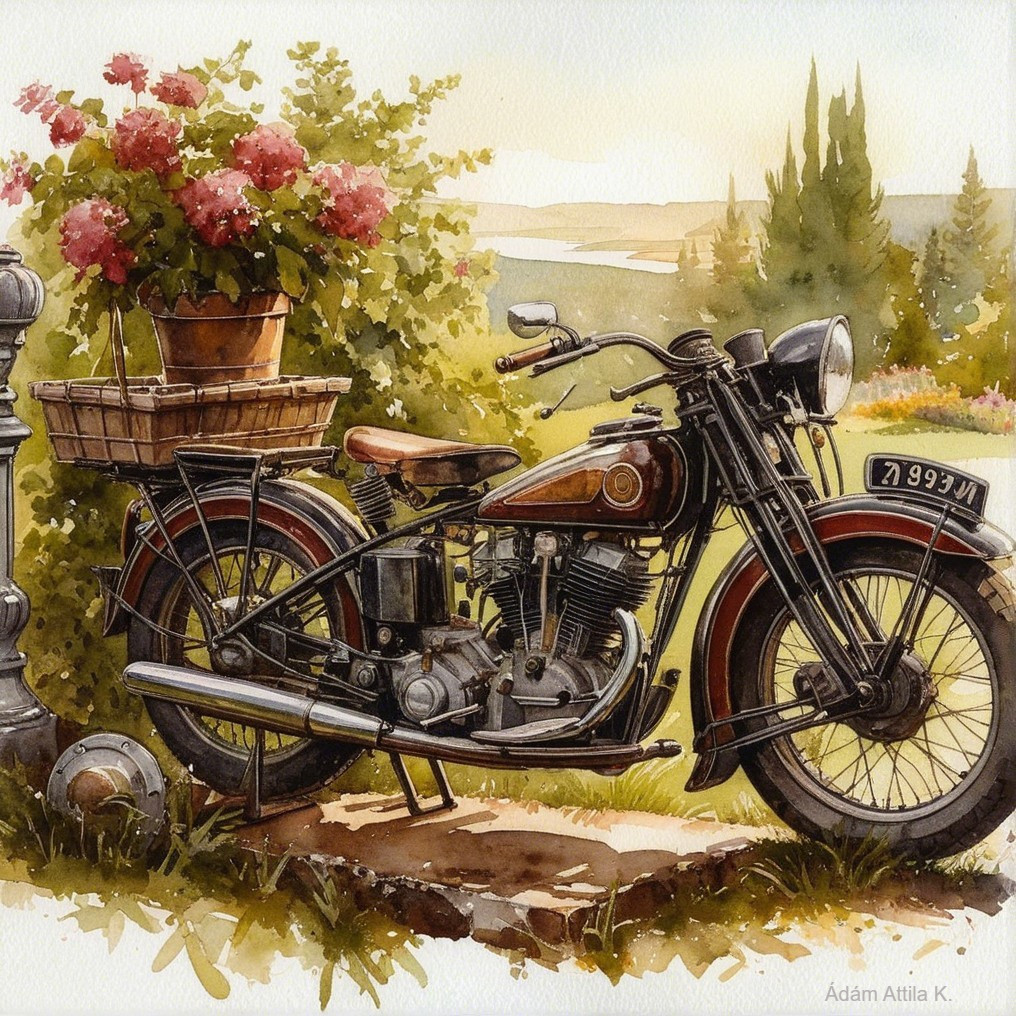 Vintage Motorcycle in Serene Nature Setting