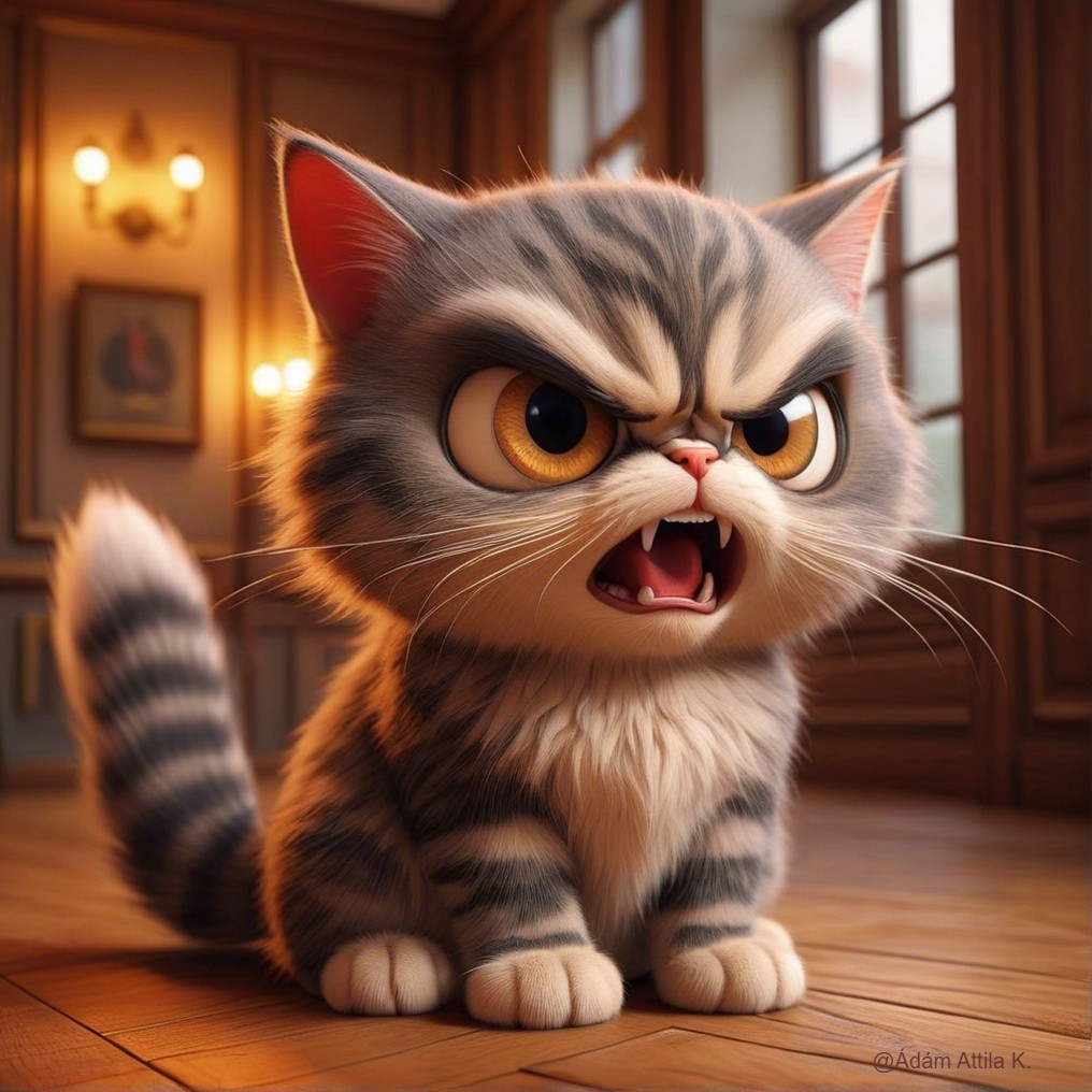 Fluffy Gray Striped Cat in Elegant Room Setting