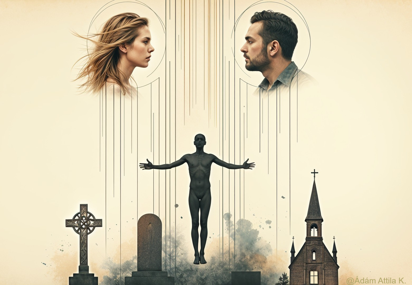 Surreal Composition of Profiles and Abstract Figure