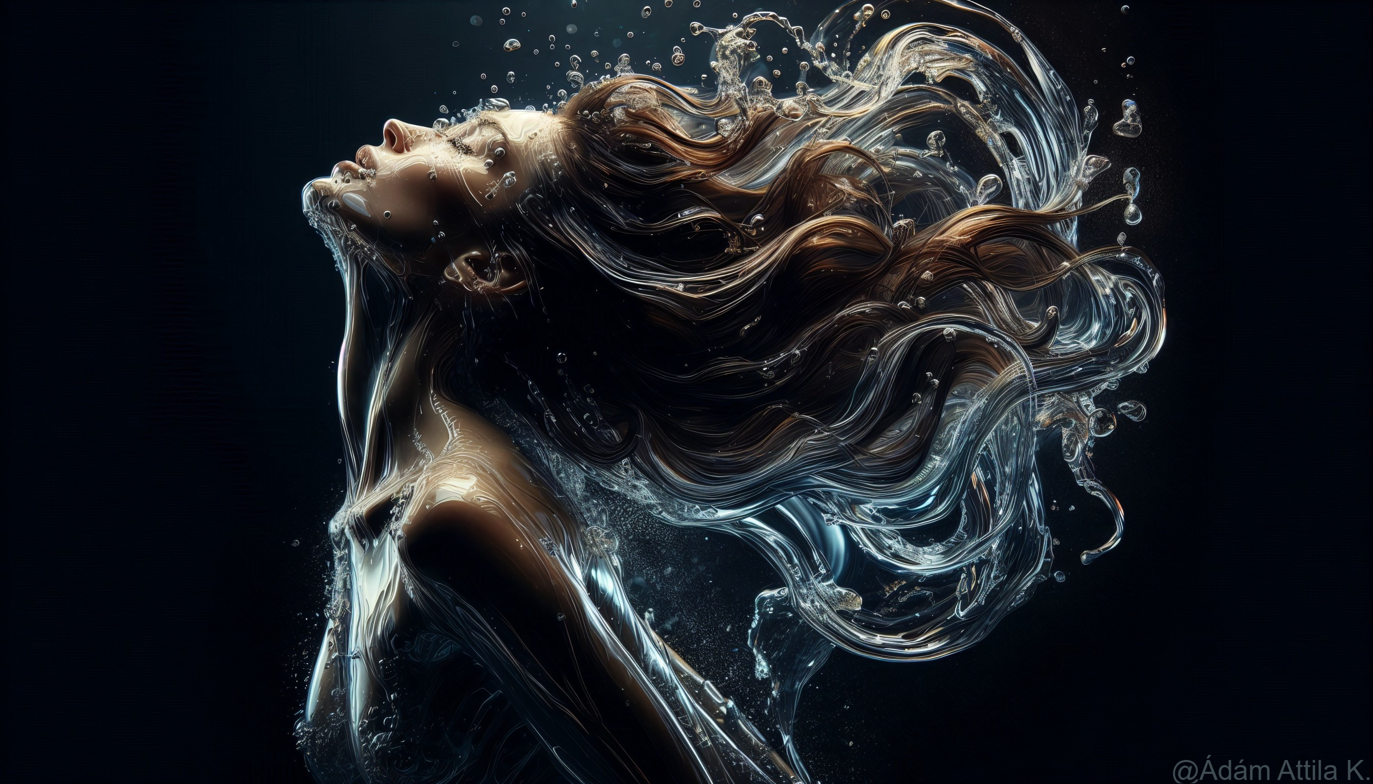 Ethereal Water Scene with Graceful Figure in Motion