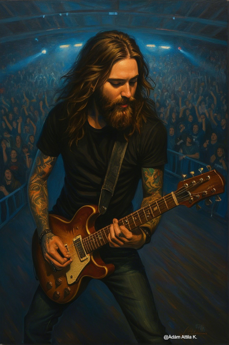 Guitarist Performing on Stage with Enthusiastic Crowd