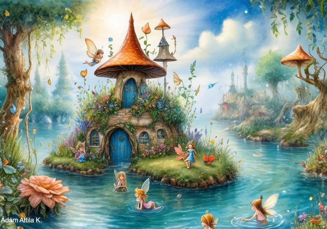 Whimsical Mushroom House in a Fairy Landscape