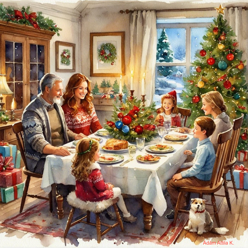 Cozy Family Holiday Dinner with Festive Decorations